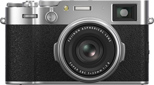Fujifilm X100VI compact camera with fixed 23mm lens in silver