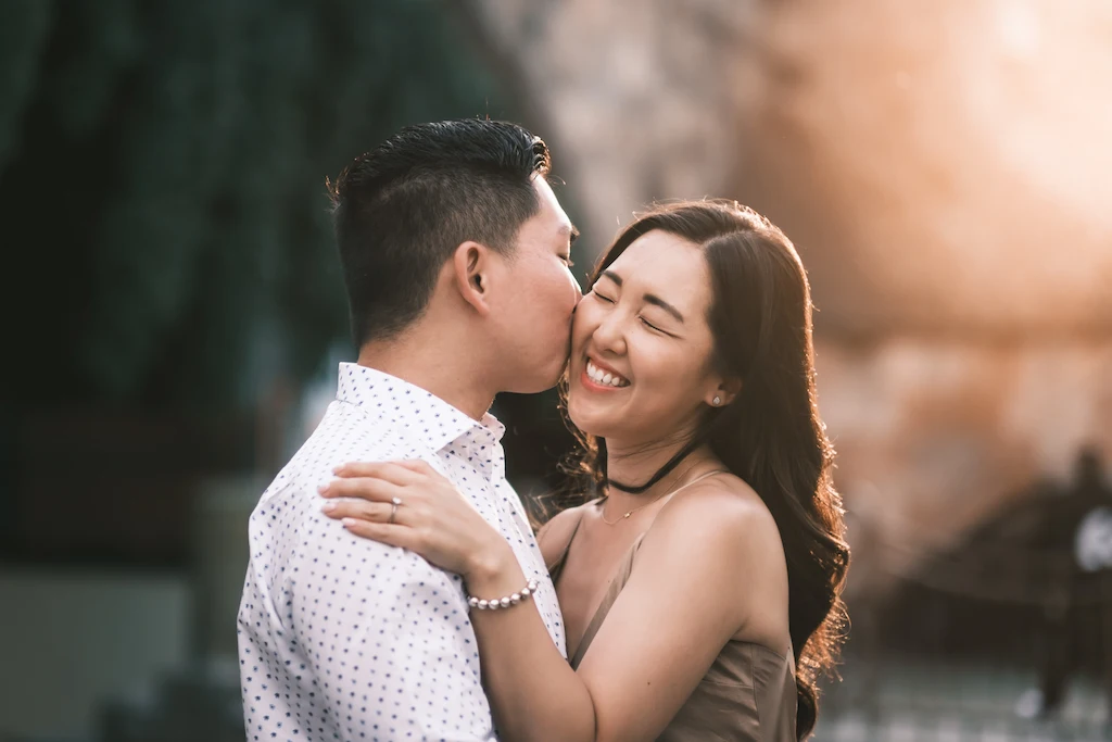 Romantic couple photos Prague sunset